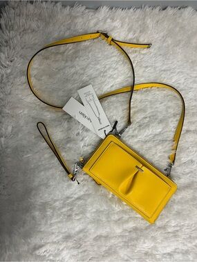 Calvin Klein Yellow Leather Crossbody Phone Bag